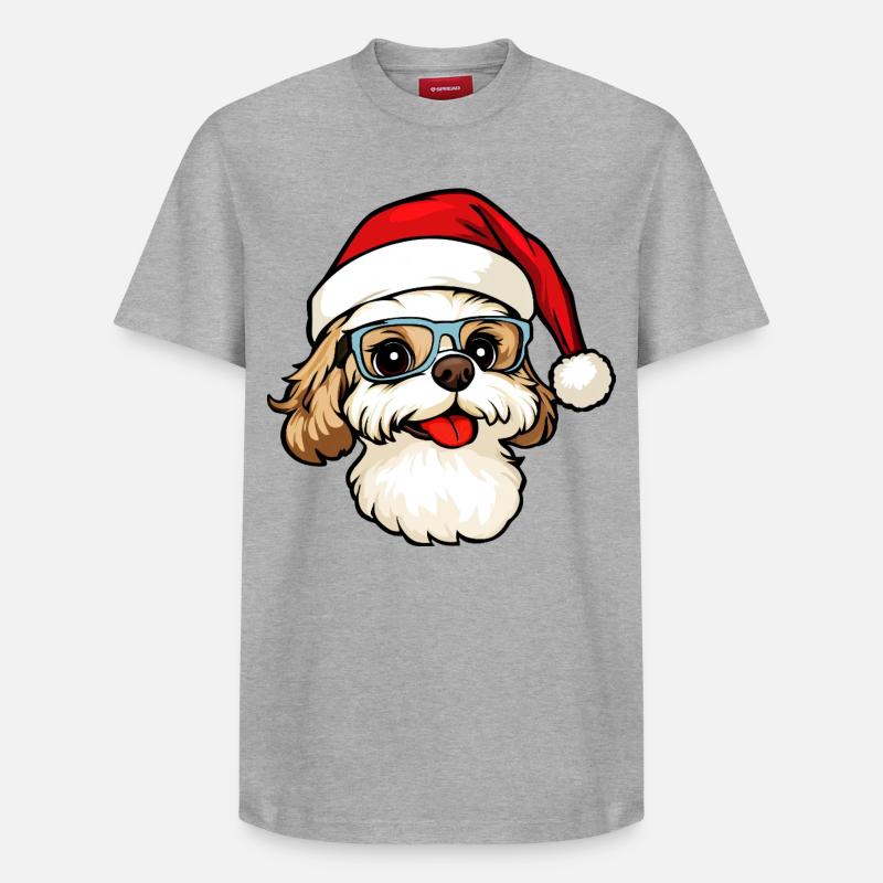 Chiens Noël - T-shirt unisexe décontracté en coton Supima – de SPREAD - gris chiné