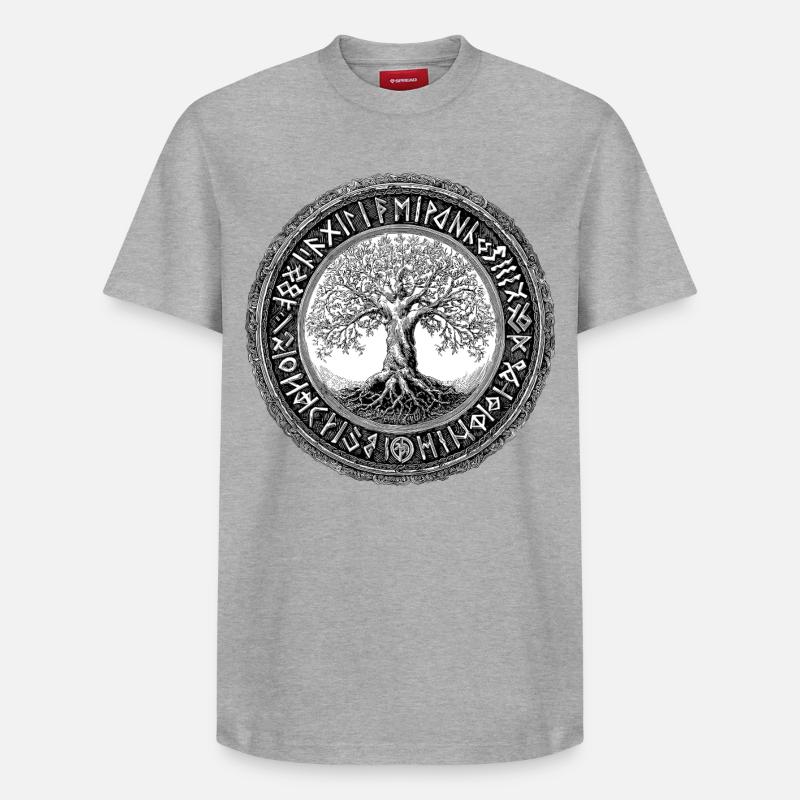 Yygdrasil-Ygdrasil-Viking-Vikings-Odin - T-shirt unisexe décontracté en coton Supima – de SPREAD - gris chiné