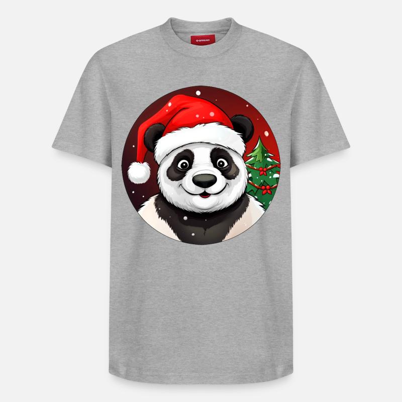 Panda de Noël - T-shirt unisexe décontracté en coton Supima – de SPREAD - gris chiné