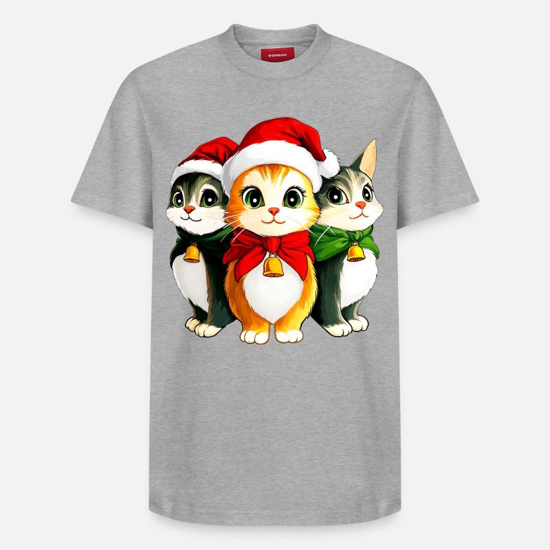 Noël chaton - T-shirt unisexe décontracté en coton Supima – de SPREAD - gris chiné