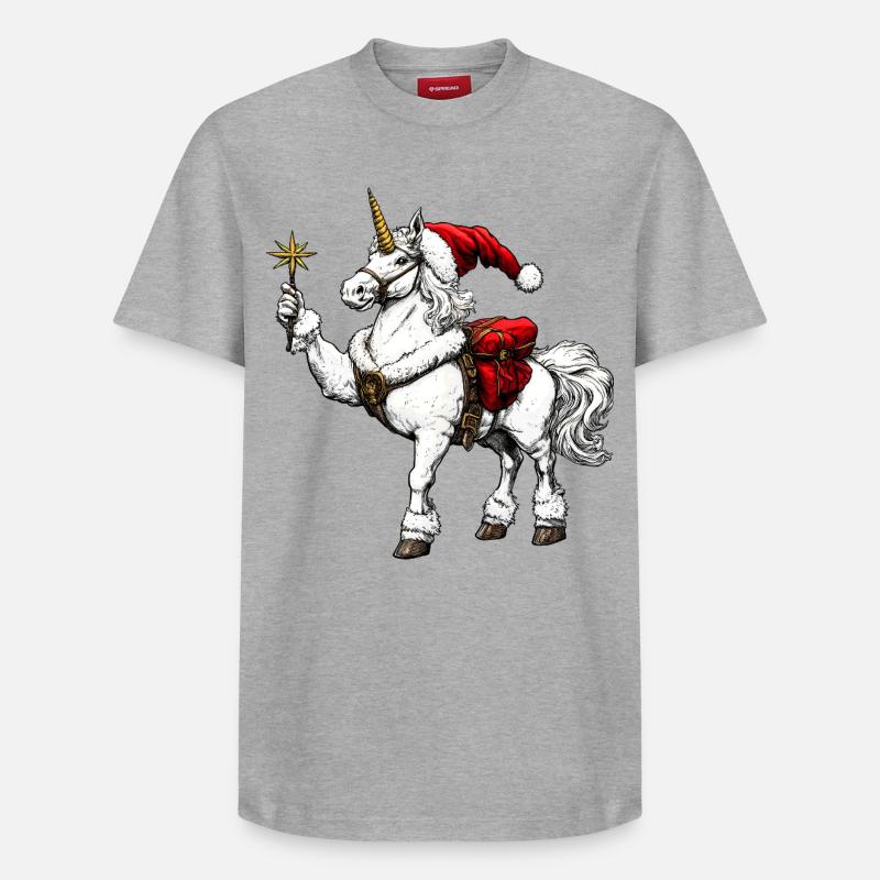 Noël licorne - T-shirt unisexe décontracté en coton Supima – de SPREAD - gris chiné