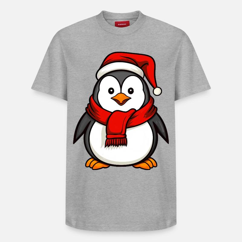 Pingouins Noël - T-shirt unisexe décontracté en coton Supima – de SPREAD - gris chiné