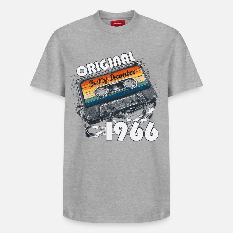 60e anniversaire cassette décembre 1966 - T-shirt unisexe décontracté en coton Supima – de SPREAD - gris chiné