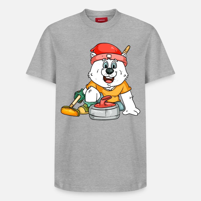 Curlingspieler Eisbär - Relaxed Unisex Supima Cotton T-Shirt – von SPREAD - Grau meliert