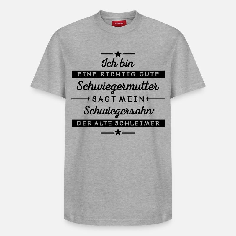 Ich bin eine gute Schwiegermutter  - Relaxed Unisex Supima Cotton T-Shirt – von SPREAD - Grau meliert