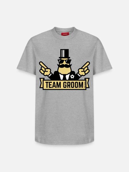 Team Groom (Pointing Stag Night Bachelor Party 3C) - Relaxed Unisex Supima Cotton T-Shirt – by SPREAD - heather grey