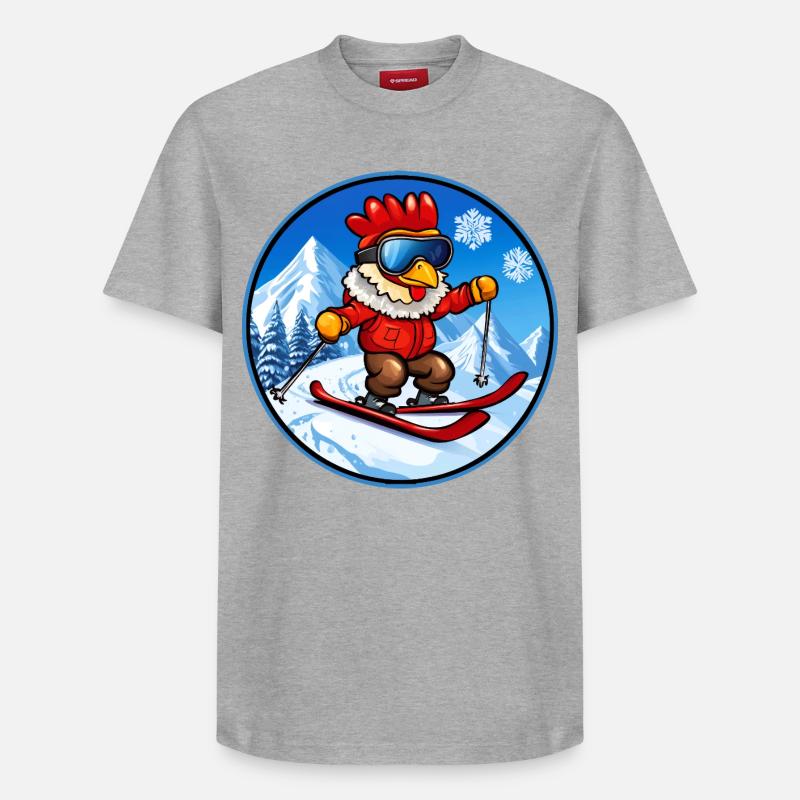 Ski de poulet - T-shirt unisexe décontracté en coton Supima – de SPREAD - gris chiné