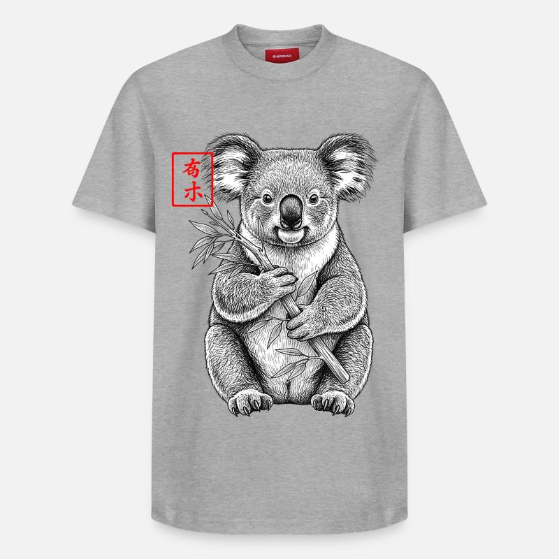 Koala Asiatisch - Relaxed Unisex Supima Cotton T-Shirt – von SPREAD - Grau meliert