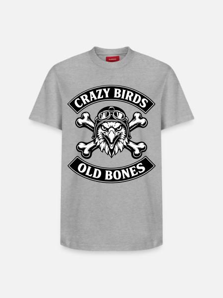 Crazy Birds - Old Bones - Relaxed Unisex Supima Cotton T-Shirt – by SPREAD - heather grey