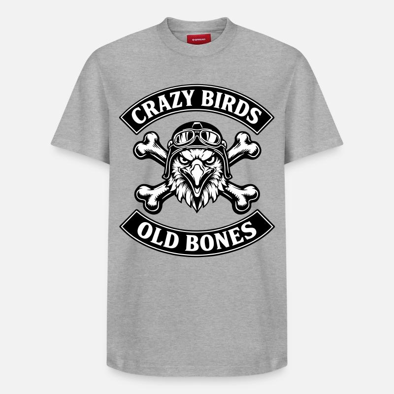 Crazy Birds - Old Bones - Relaxed Unisex Supima Cotton T-Shirt – von SPREAD - Grau meliert