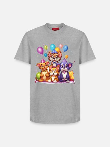 Partyfreunde: Vierbeinige Ballonfreude - Relaxed Unisex Supima Cotton T-Shirt – von SPREAD - Grau meliert