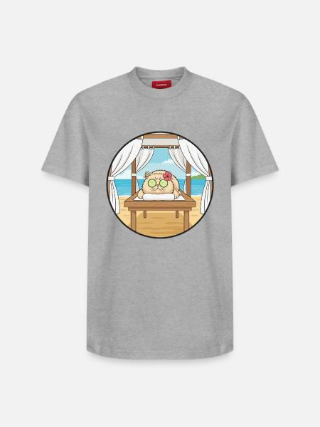 Beach Spa Cat Kitten Relaxing Art - Relaxed Unisex Supima Cotton T-Shirt – by SPREAD - heather grey