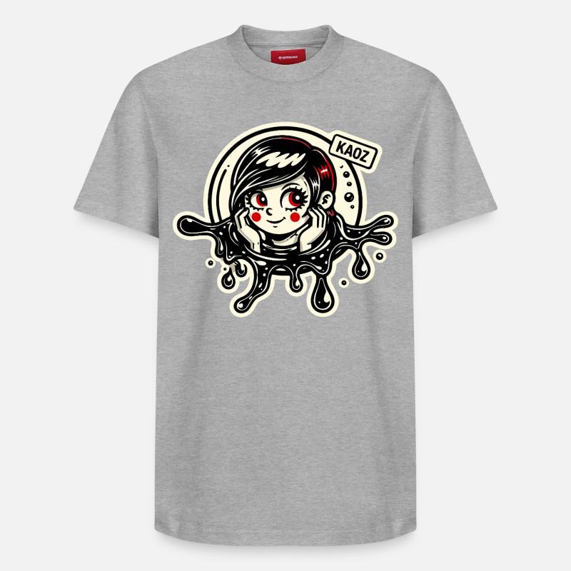 Kawaii Ink Splash Girl - T-shirt unisexe décontracté en coton Supima – de SPREAD - gris chiné