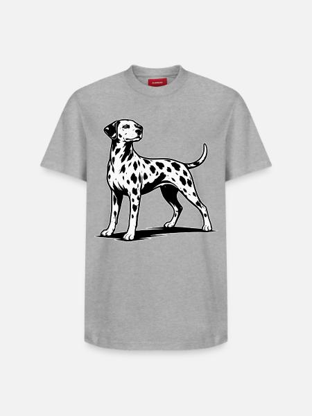 Dalmatian silhouette black and white - Relaxed Unisex Supima Cotton T-Shirt – by SPREAD - heather grey