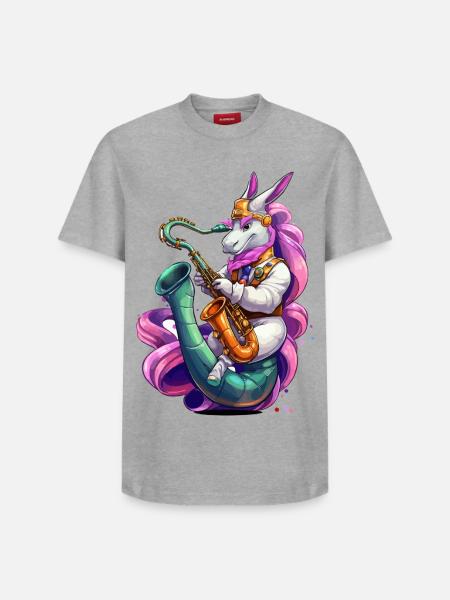 Sparkling Unicorn Saxophone - Relaxed Unisex Supima Cotton T-Shirt – by SPREAD - heather grey