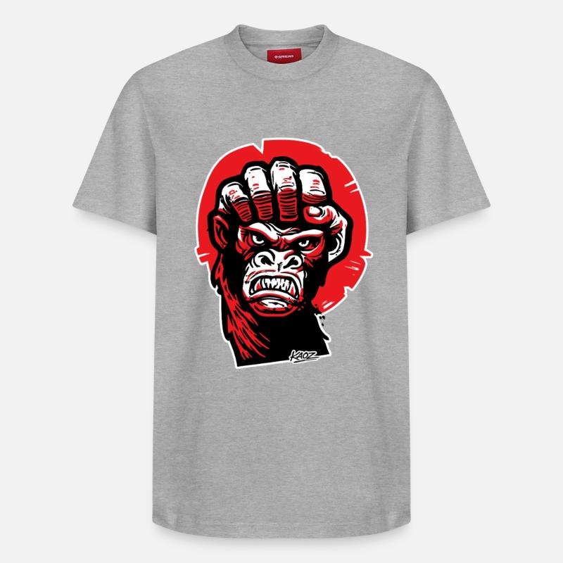 Crimson Gorilla Faust-Kunst - Relaxed Unisex Supima Cotton T-Shirt – von SPREAD - Grau meliert