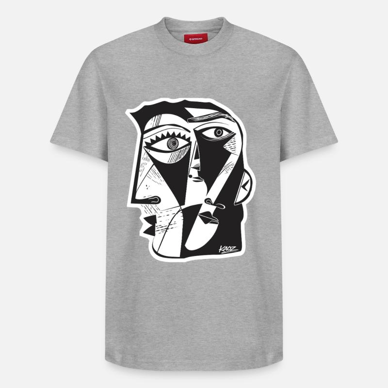 Trait de face cubiste - T-shirt unisexe décontracté en coton Supima – de SPREAD - gris chiné