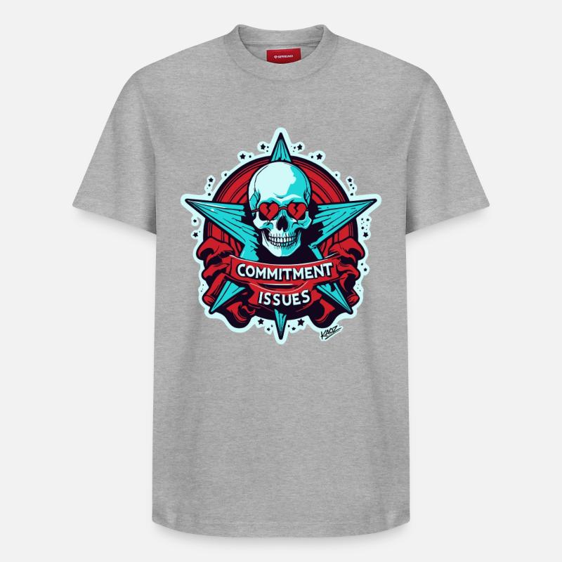 Commitment Issues Skull Badge - Relaxed Unisex Supima Cotton T-Shirt – by SPREAD - heather grey