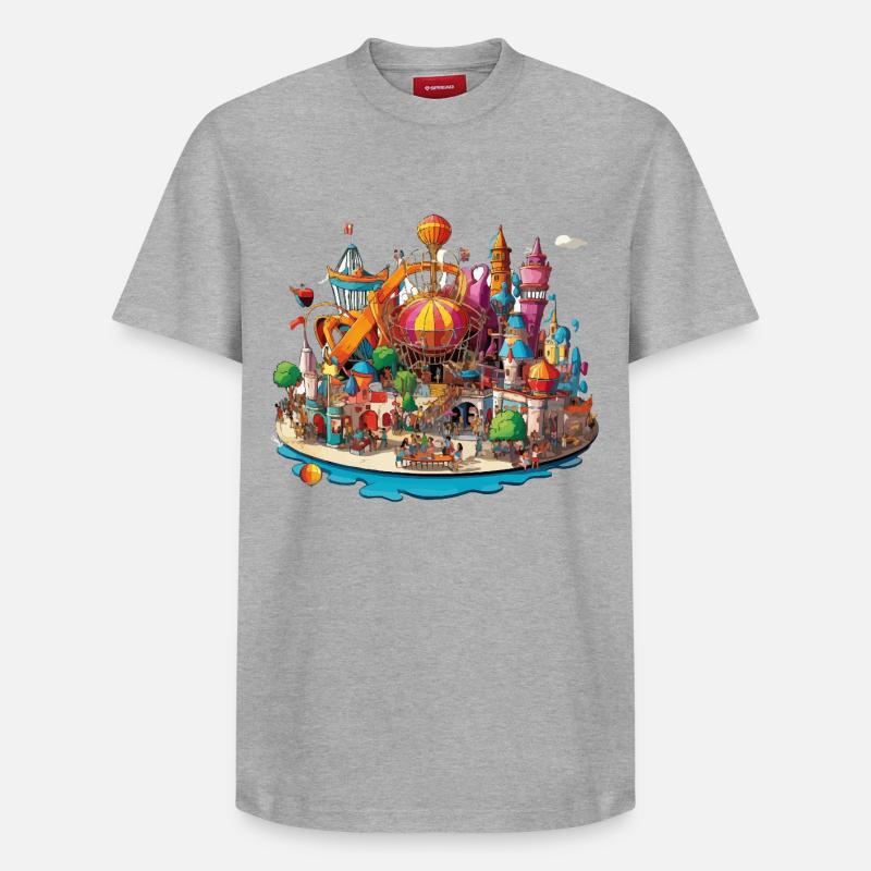 Farbenfrohe Freizeitinsel - Relaxed Unisex Supima Cotton T-Shirt – von SPREAD - Grau meliert