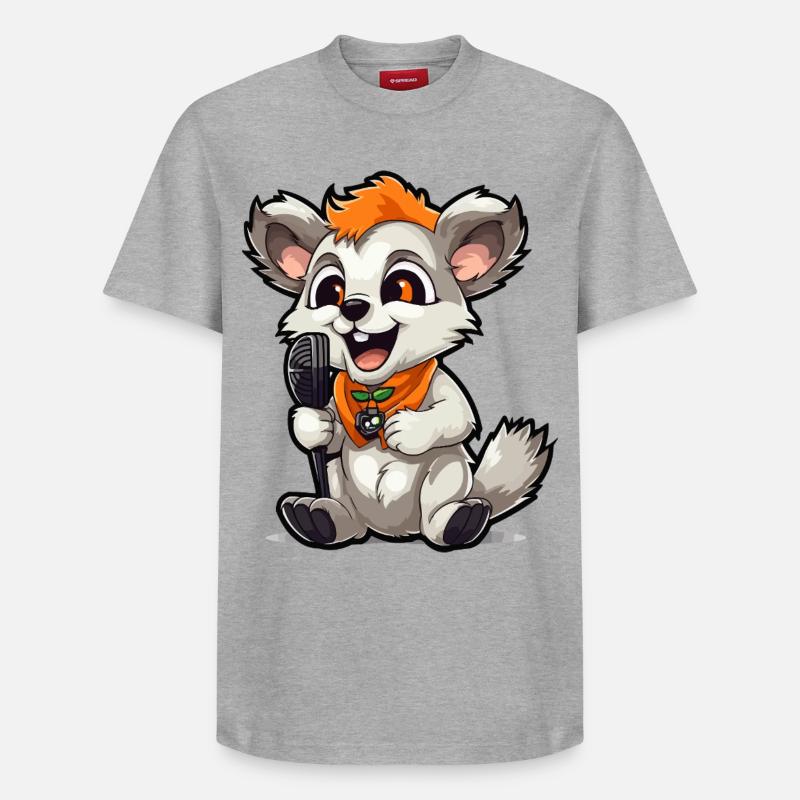 Singtierchen mit Mikrofon - Relaxed Unisex Supima Cotton T-Shirt – von SPREAD - Grau meliert