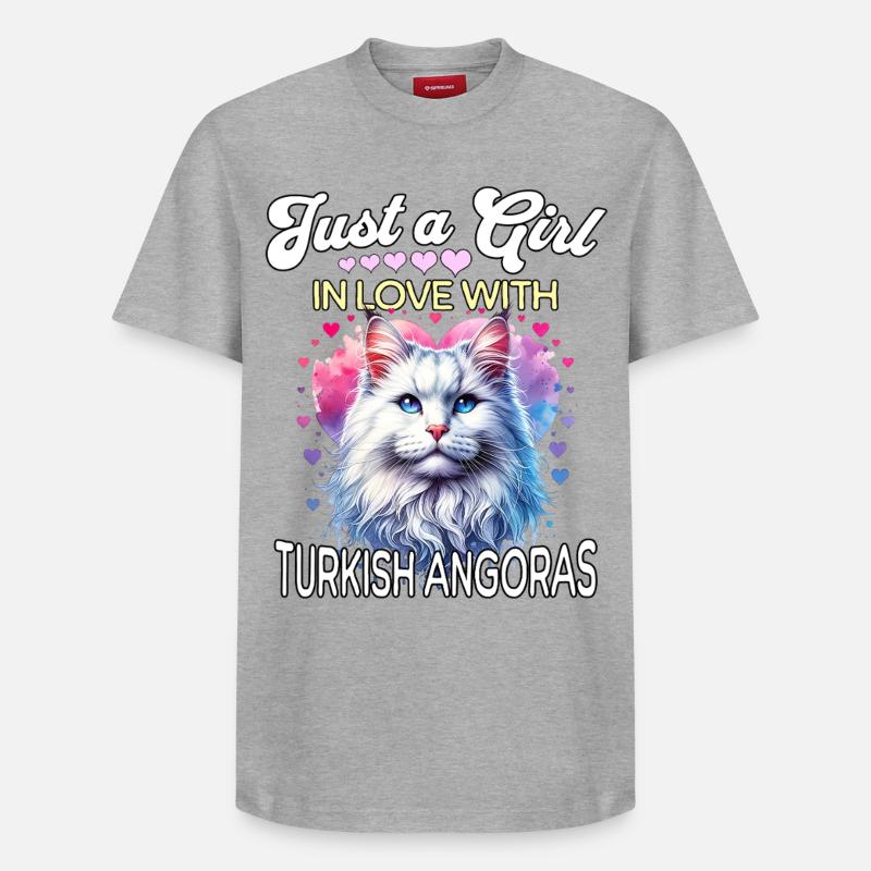 Türkisch Angorakatze Mädchen - Relaxed Unisex Supima Cotton T-Shirt – von SPREAD - Grau meliert