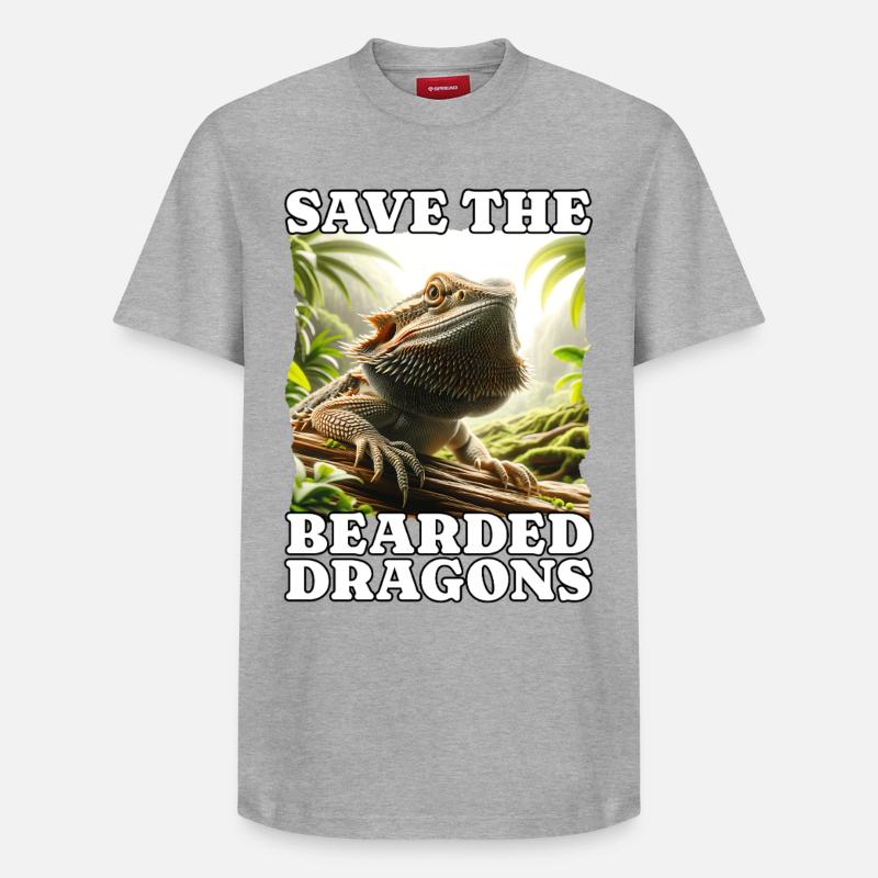 Sauver le Dragon Barbu - T-shirt unisexe décontracté en coton Supima – de SPREAD - gris chiné