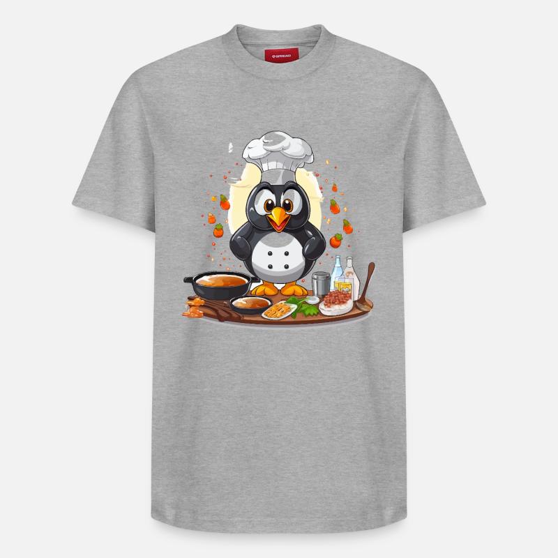 Kitchen Penguin Chef Design - T-shirt unisexe décontracté en coton Supima – de SPREAD - gris chiné