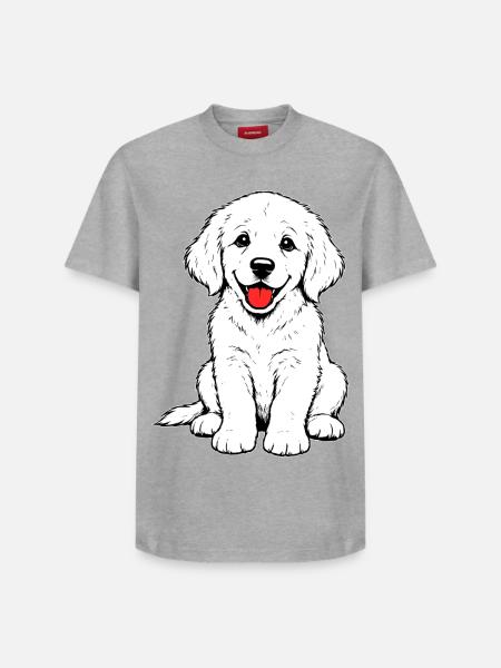Golden_Retriever_Welpen_sitzend_weiss - Relaxed Unisex Supima Cotton T-Shirt – by SPREAD - heather grey