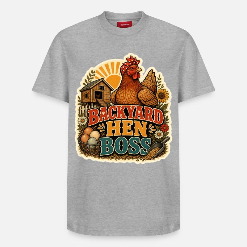 BACKYARD HEN - Relaxed Unisex Supima Cotton T-Shirt – von SPREAD - Grau meliert