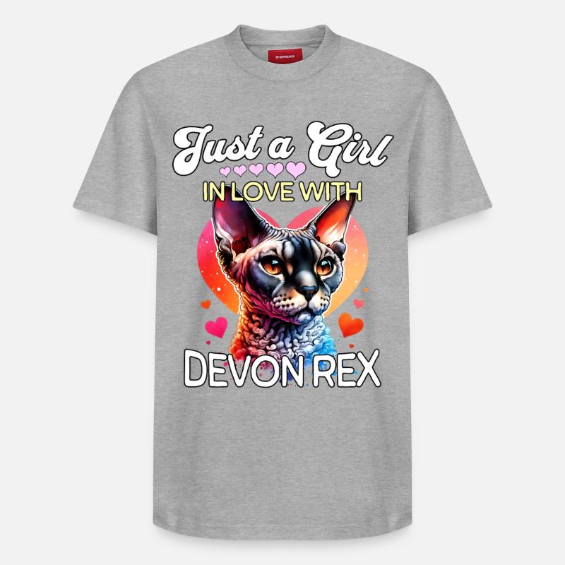 Devon Rex Girl - T-shirt unisexe décontracté en coton Supima – de SPREAD - gris chiné
