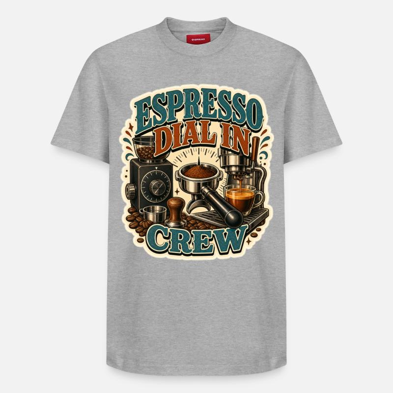ÉQUIPE DE COMPOSITION À L’ESPRESSO - T-shirt unisexe décontracté en coton Supima – de SPREAD - gris chiné