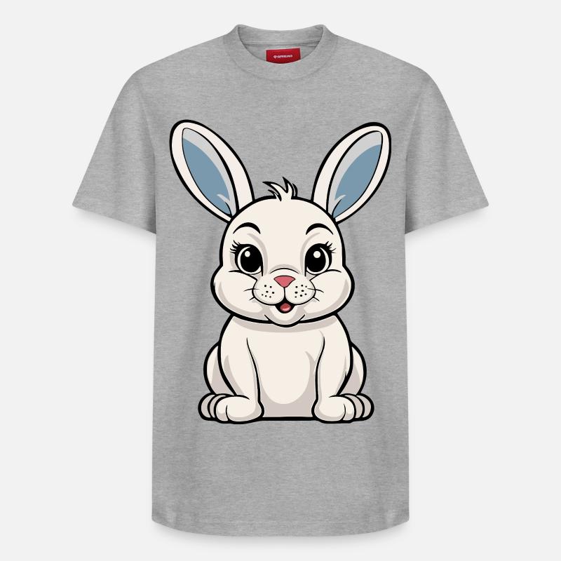 Lapin blanc - T-shirt unisexe décontracté en coton Supima – de SPREAD - gris chiné