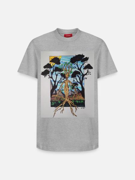 Root tree in frame - Relaxed Unisex Supima Cotton T-Shirt – by SPREAD - heather grey