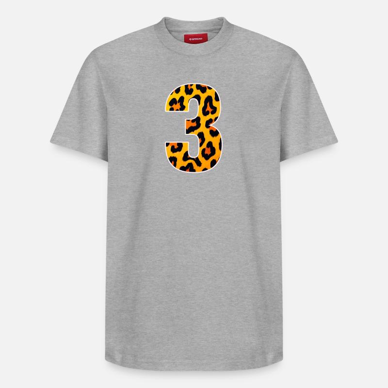 Leopard 3 Zahl Muster - Relaxed Unisex Supima Cotton T-Shirt – von SPREAD - Grau meliert