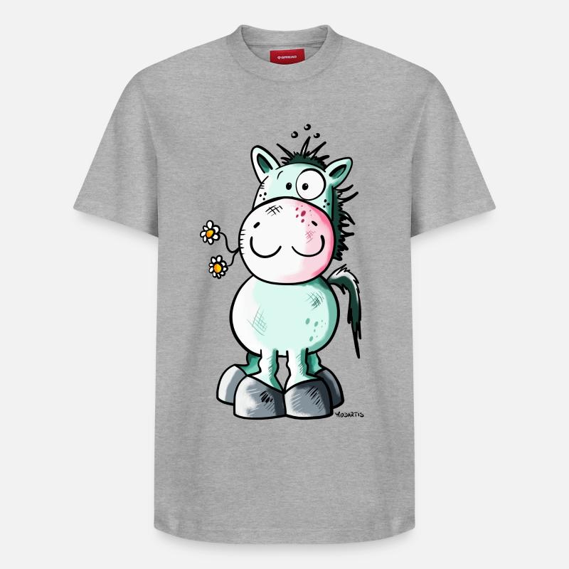 Mignon Cheval - T-shirt unisexe décontracté en coton Supima – de SPREAD - gris chiné