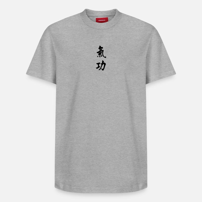 QI gong écriture verticale - T-shirt unisexe décontracté en coton Supima – de SPREAD - gris chiné