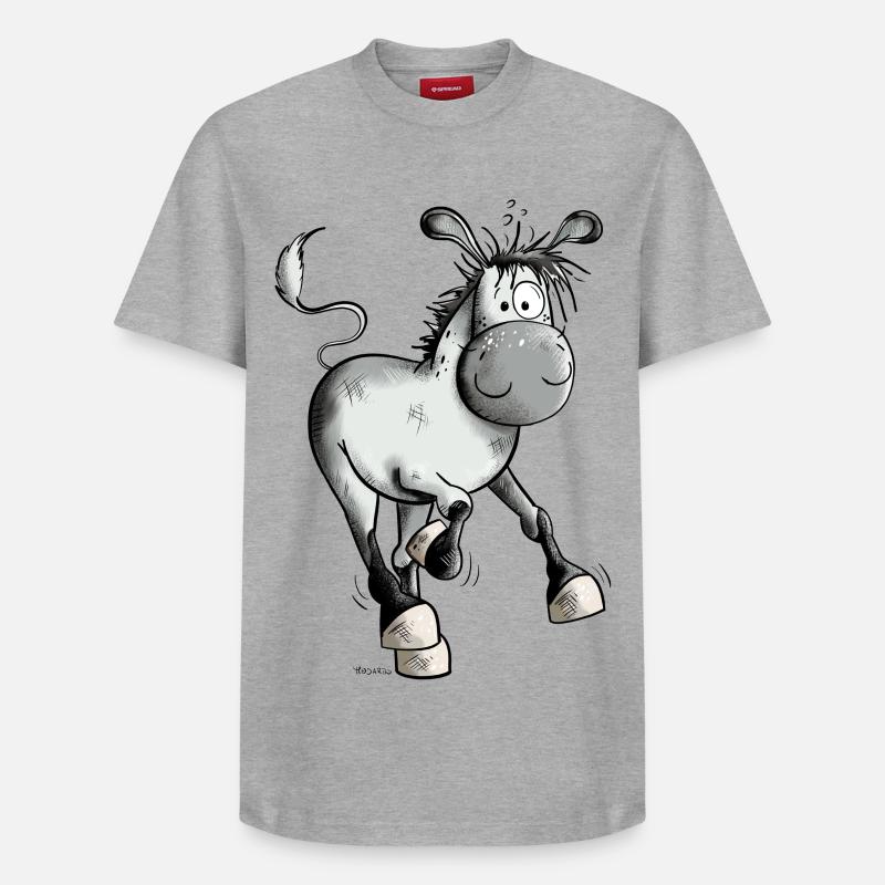 âne allongé - T-shirt unisexe décontracté en coton Supima – de SPREAD - gris chiné