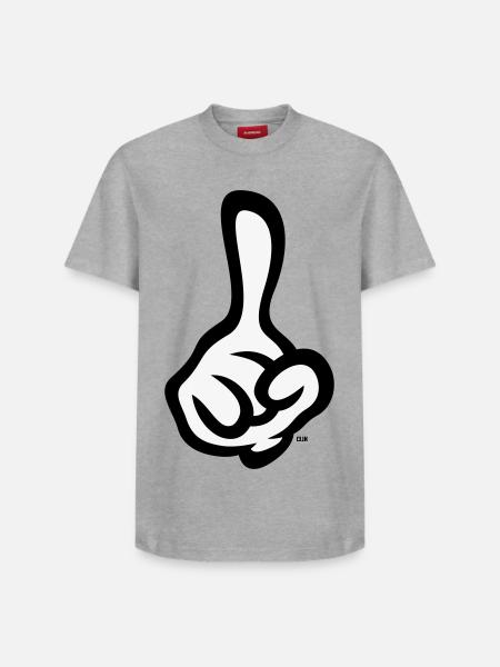 Index levé (doigt / main droite / 2C) - T-shirt unisexe décontracté en coton Supima – de SPREAD - gris chiné