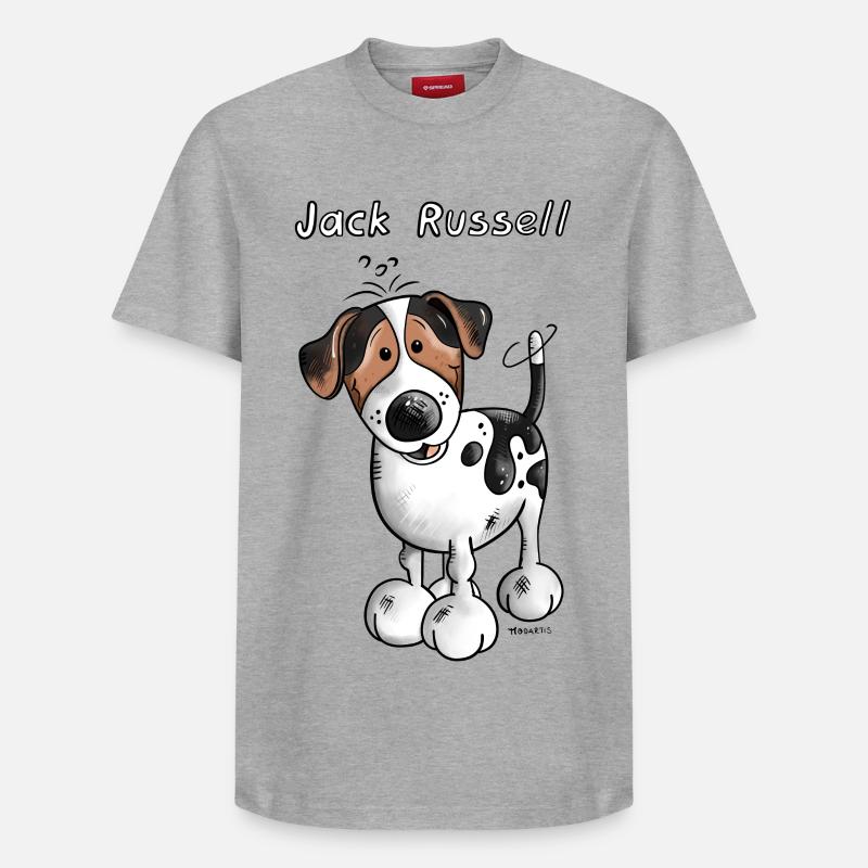 Happy Jack Russell - T-shirt unisexe décontracté en coton Supima – de SPREAD - gris chiné