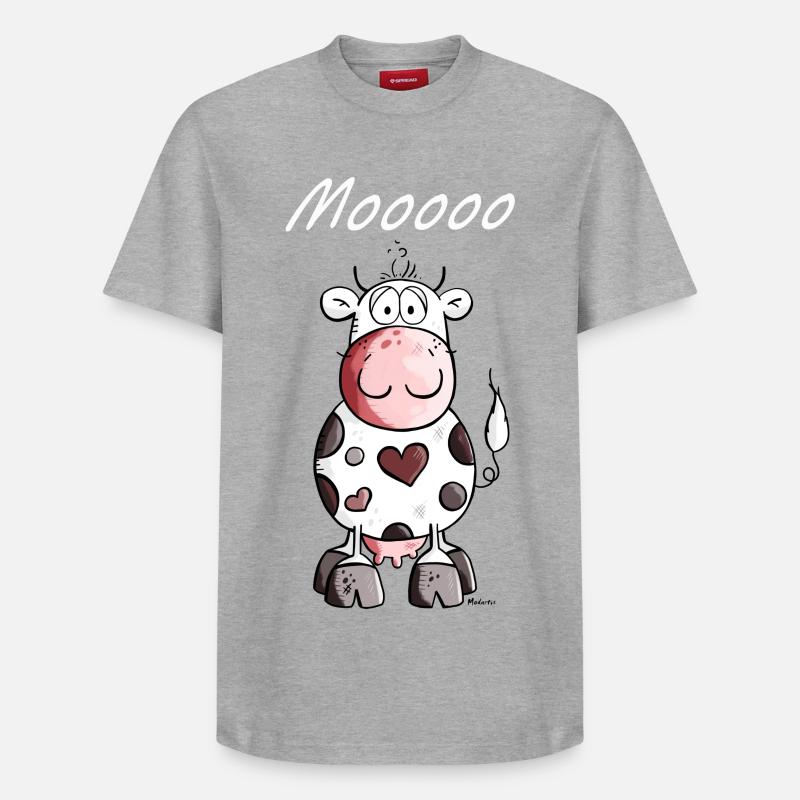 Mooo Vache - T-shirt unisexe décontracté en coton Supima – de SPREAD - gris chiné