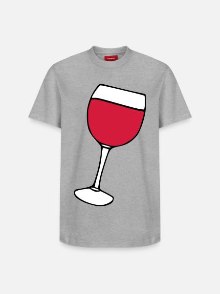 Rotwein im Glas - Relaxed Unisex Supima Cotton T-Shirt – von SPREAD - Grau meliert
