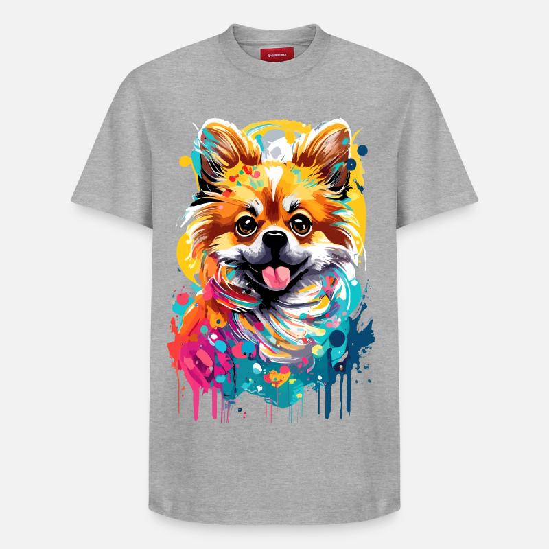 Deutscher Spitz - Zwergspitz Pomeranian Hund - Relaxed Unisex Supima Cotton T-Shirt – von SPREAD - Grau meliert