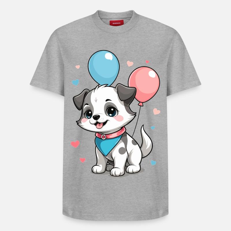 Chien mignon - T-shirt unisexe décontracté en coton Supima – de SPREAD - gris chiné