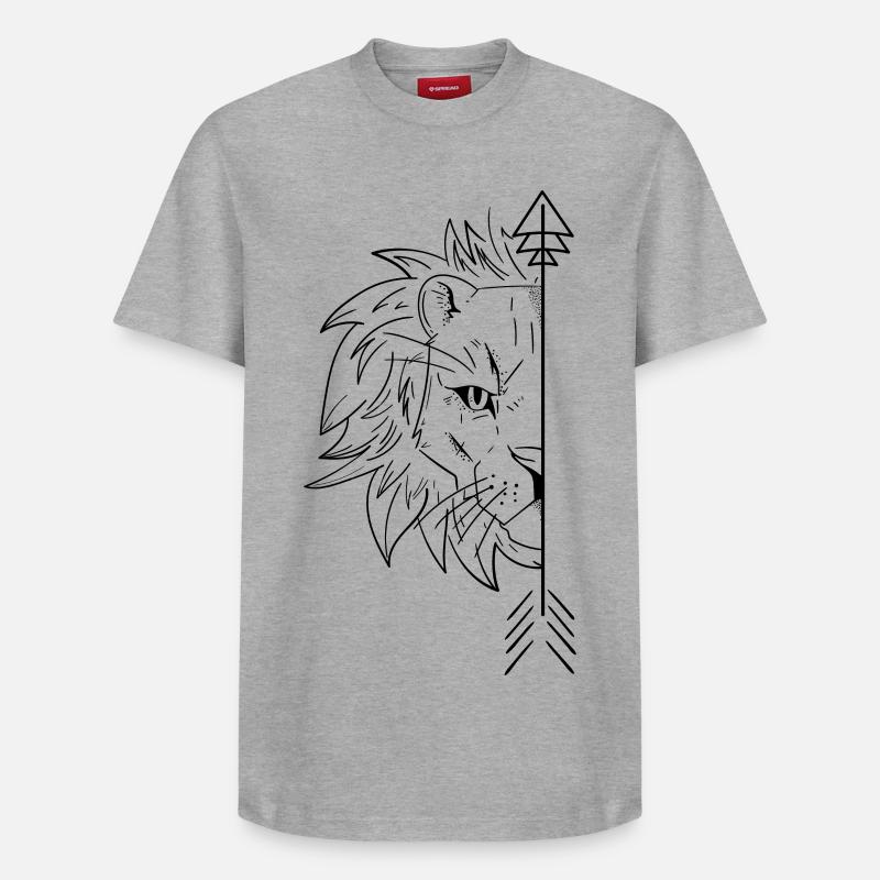 Copains Lion 1/2 - T-shirt unisexe décontracté en coton Supima – de SPREAD - gris chiné
