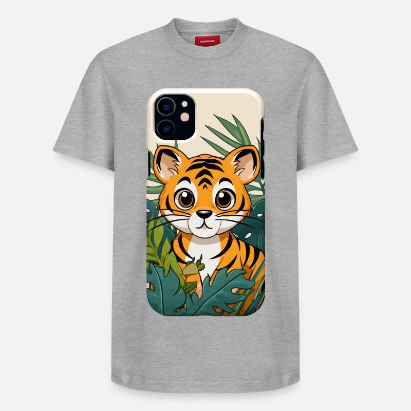 Tigerjunge im Dschungel - Relaxed Unisex Supima Cotton T-Shirt – von SPREAD - Grau meliert