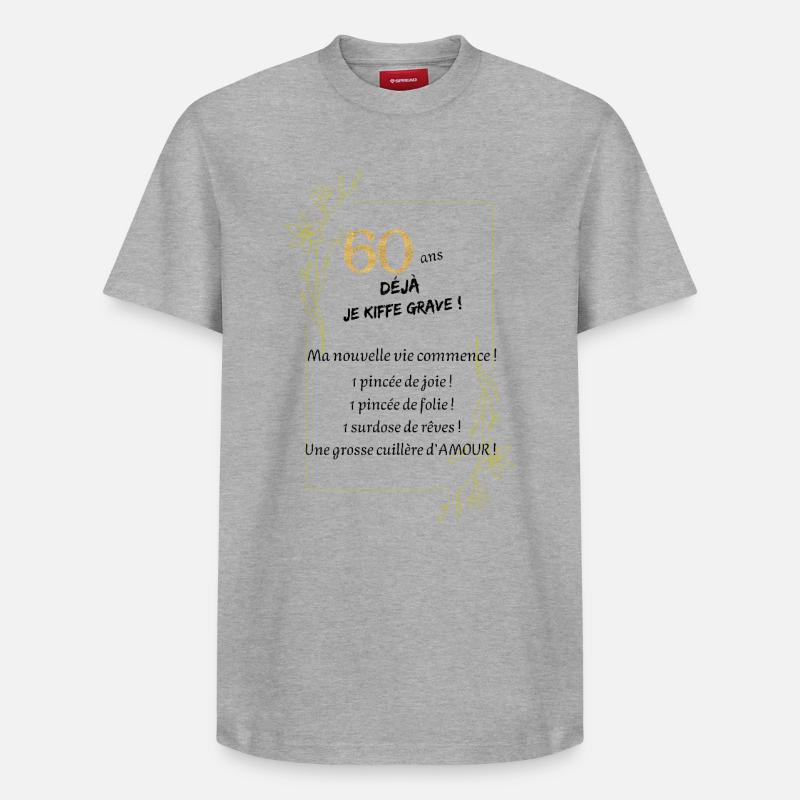60 ans déjà ! - T-shirt unisexe décontracté en coton Supima – de SPREAD - gris chiné