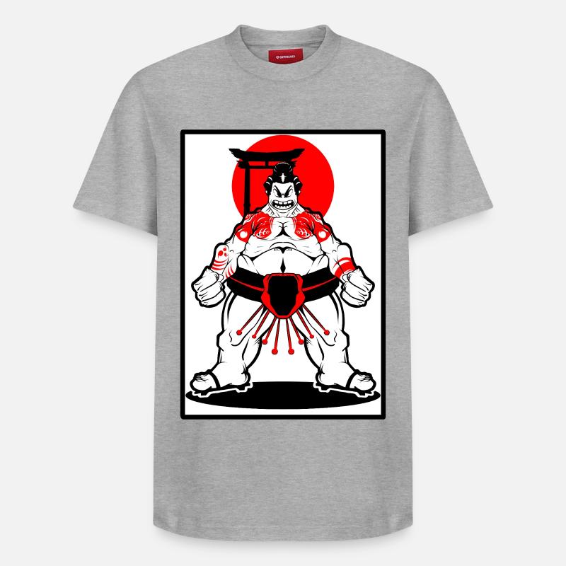 Sumo Krieger  - Relaxed Unisex Supima Cotton T-Shirt – von SPREAD - Grau meliert