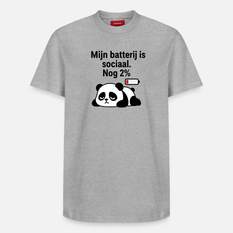 Panda introverti - T-shirt unisexe décontracté en coton Supima – de SPREAD - gris chiné