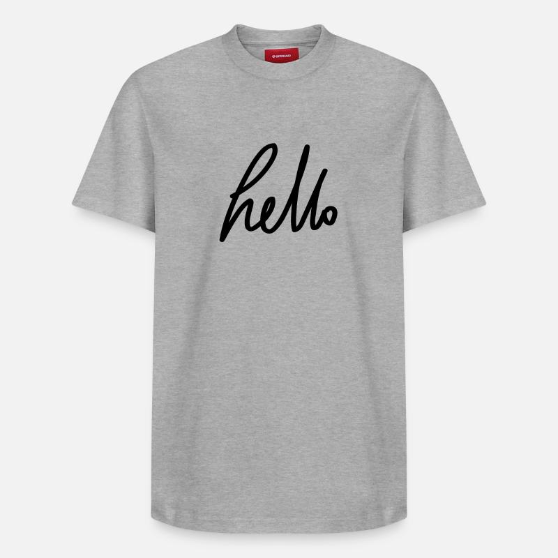 bonjour - écriture - T-shirt unisexe décontracté en coton Supima – de SPREAD - gris chiné