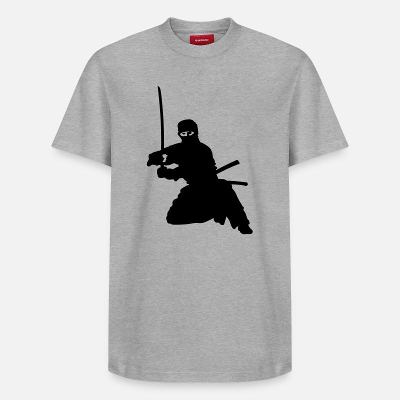 Ninja - Relaxed Unisex Supima Cotton T-Shirt – von SPREAD - Grau meliert